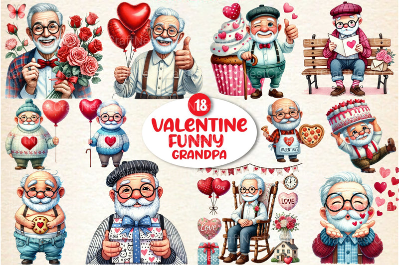Funny Valentine's Grandpa Clipart Bundle 1 - CraftNest - Digital Crafting and Art