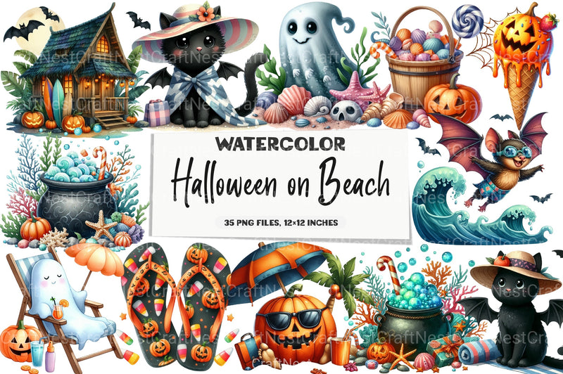 Green & White Halloween Clipart Bundle 2 - CraftNest - Digital Crafting and Art