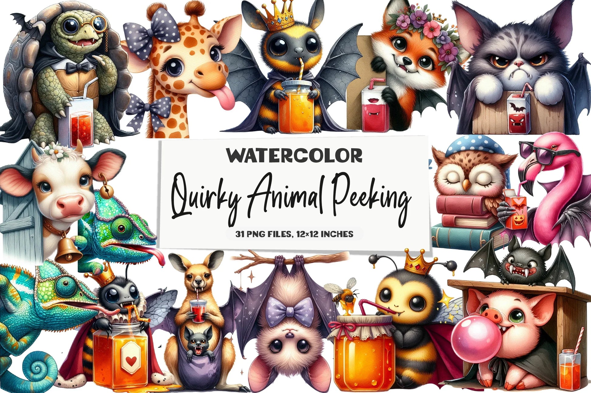 Quirky Animal Peeking Clipart Bundle - CraftNest - Digital Crafting and Art