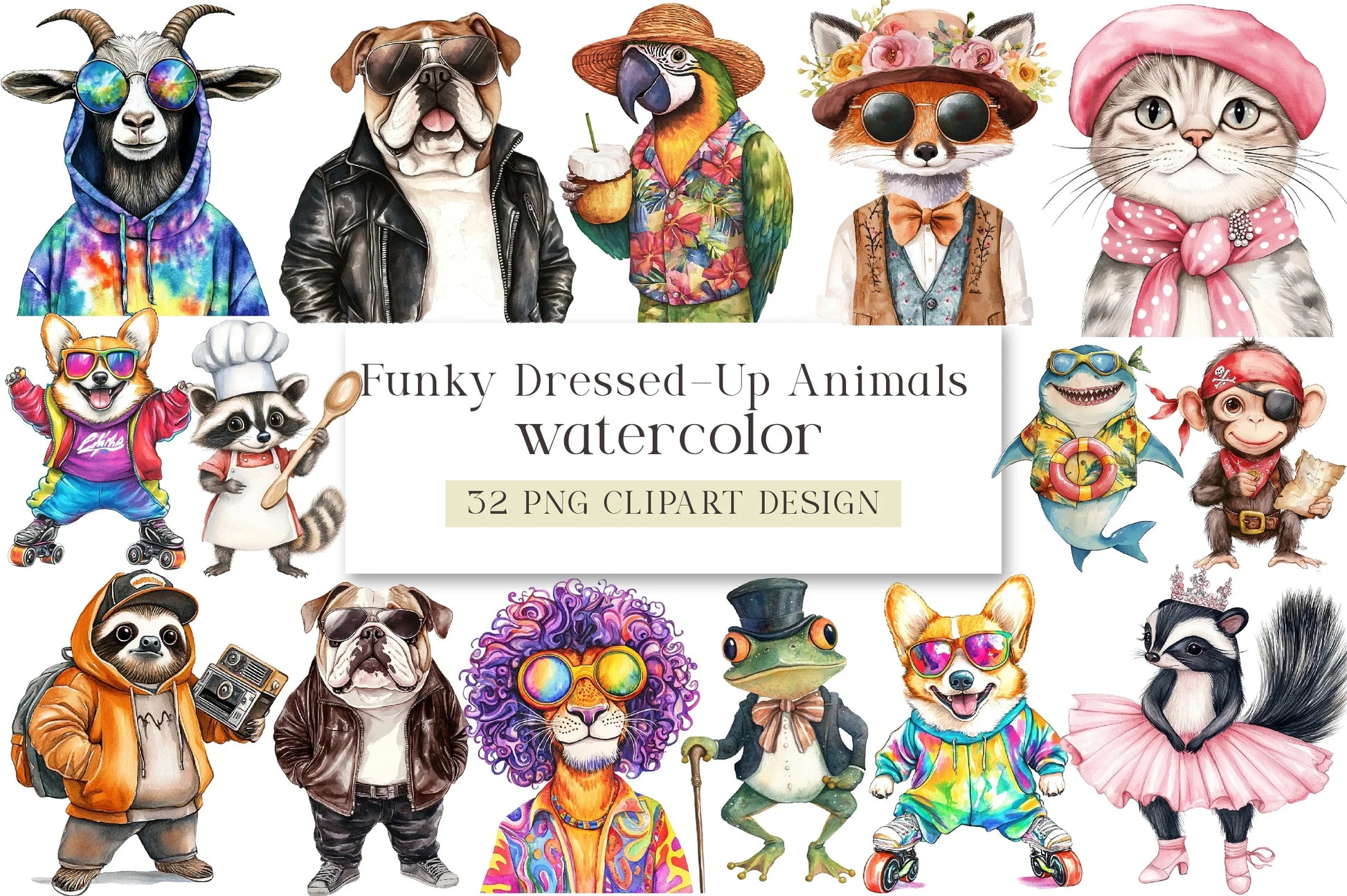 Funky Dressed Animals Clipart Bundle - CraftNest - Digital Crafting and Art
