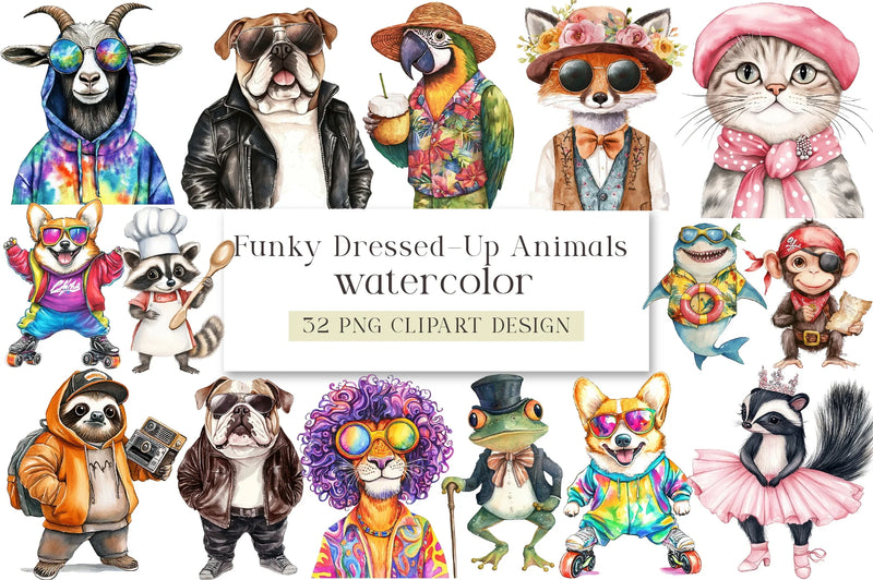 Funky Dressed Animals Clipart Bundle - CraftNest - Digital Crafting and Art