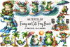Funny Cute Frog Beach Clipart Bundle