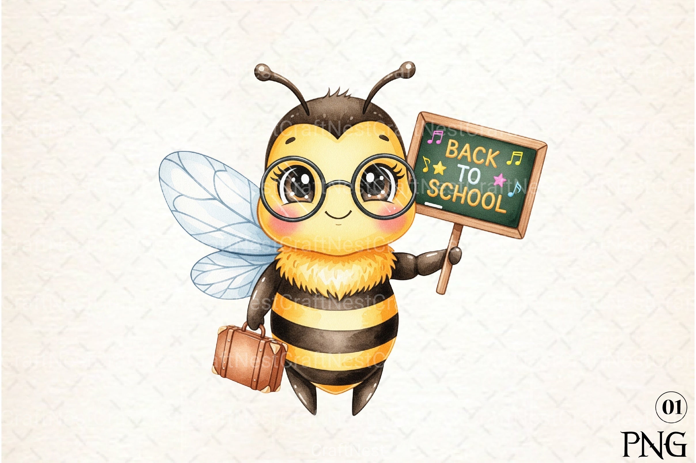 Back to School Bee Clipart Bundle 5 - CraftNest - Digital Crafting and Art