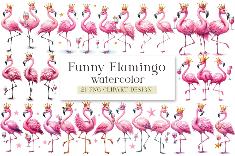 Funny Flamingo Clipart Bundle - CraftNest - Digital Crafting and Art