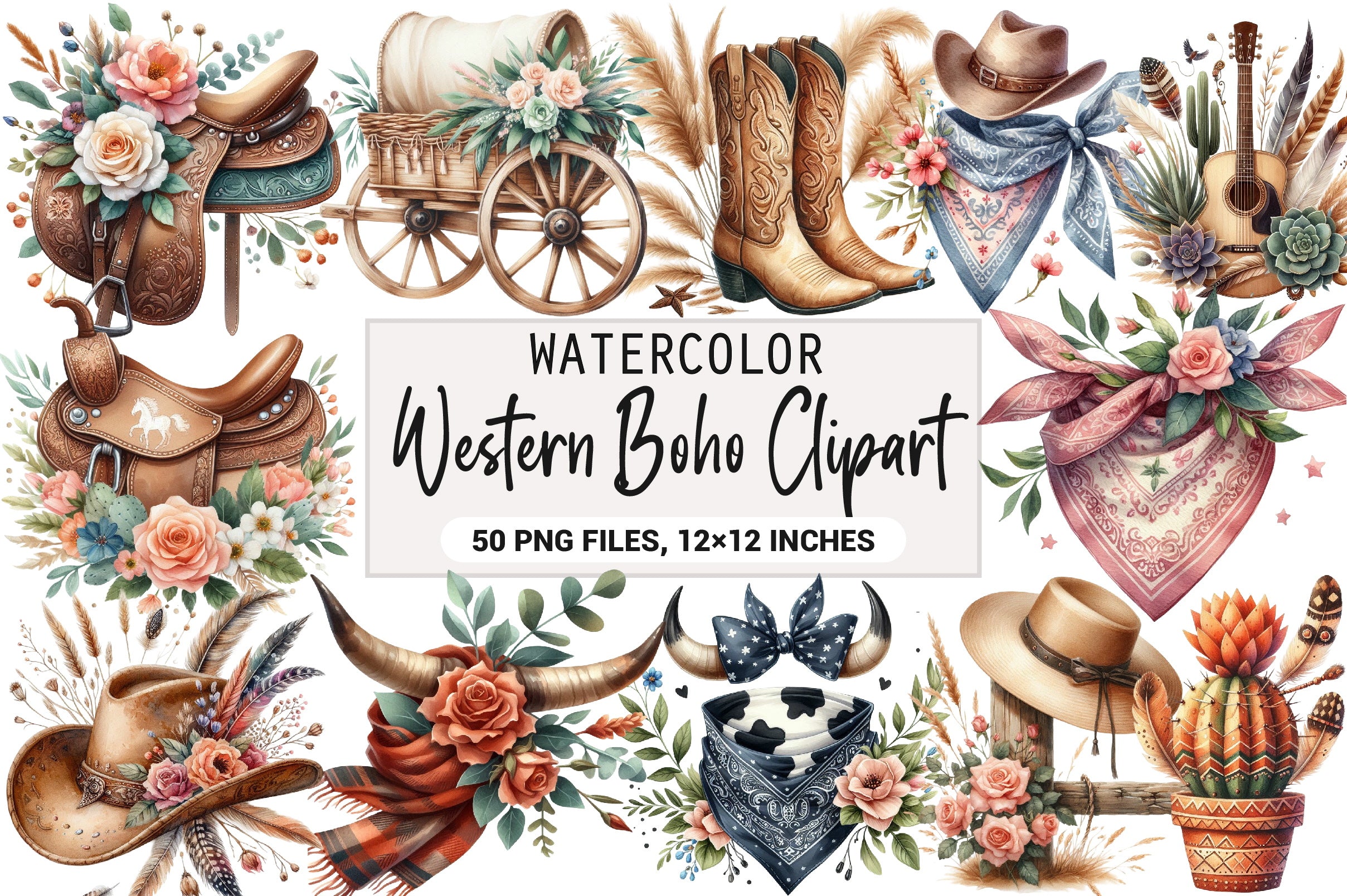 Western Boho Clipart Bundle