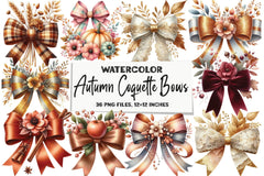 Autumn Coquette Bows Clipart Bundle - CraftNest - Digital Crafting and Art