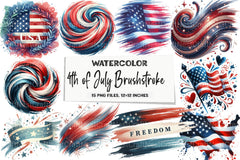 4th of July Brushstroke Clipart Bundle 1 - CraftNest - Digital Crafting and Art