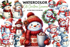 Cute Christmas Snowman Clipart Bundle 99 - CraftNest - Digital Crafting and Art