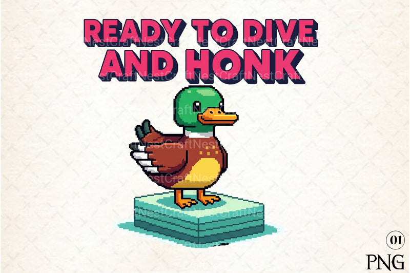 Blocky Style Funny Summer Goose Clipart Bundle 4 - CraftNest - Digital Crafting and Art