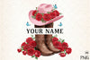 Pink Cowgirl Hat & Boots Monogram Clipart Bundle