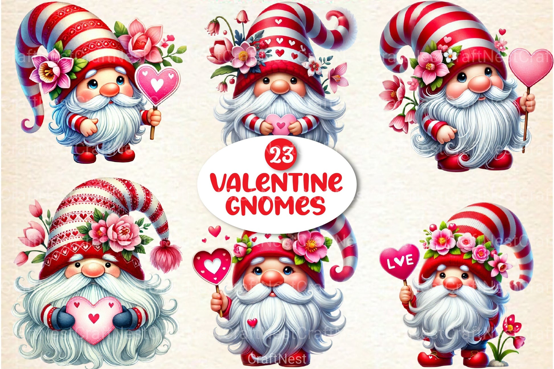 Valentine's Gnome Clipart Bundle - CraftNest - Digital Crafting and Art