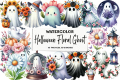 Halloween Floral Ghost Clipart Bundle - CraftNest - Digital Crafting and Art