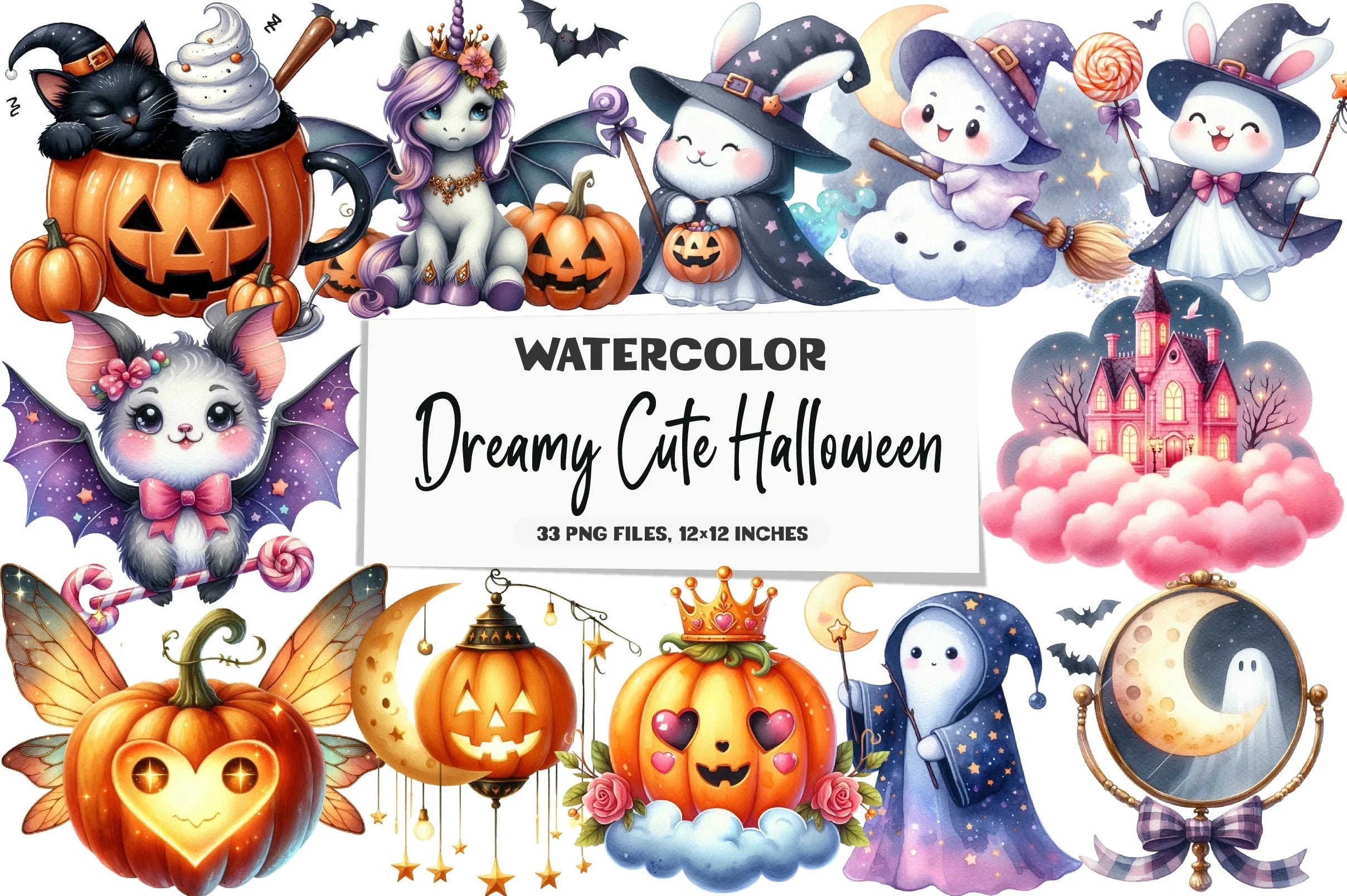 Dreamy Cute Halloween Clipart Bundle - CraftNest - Digital Crafting and Art