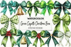 Green Coquette Christmas Bow Clipart Bundle - CraftNest - Digital Crafting and Art