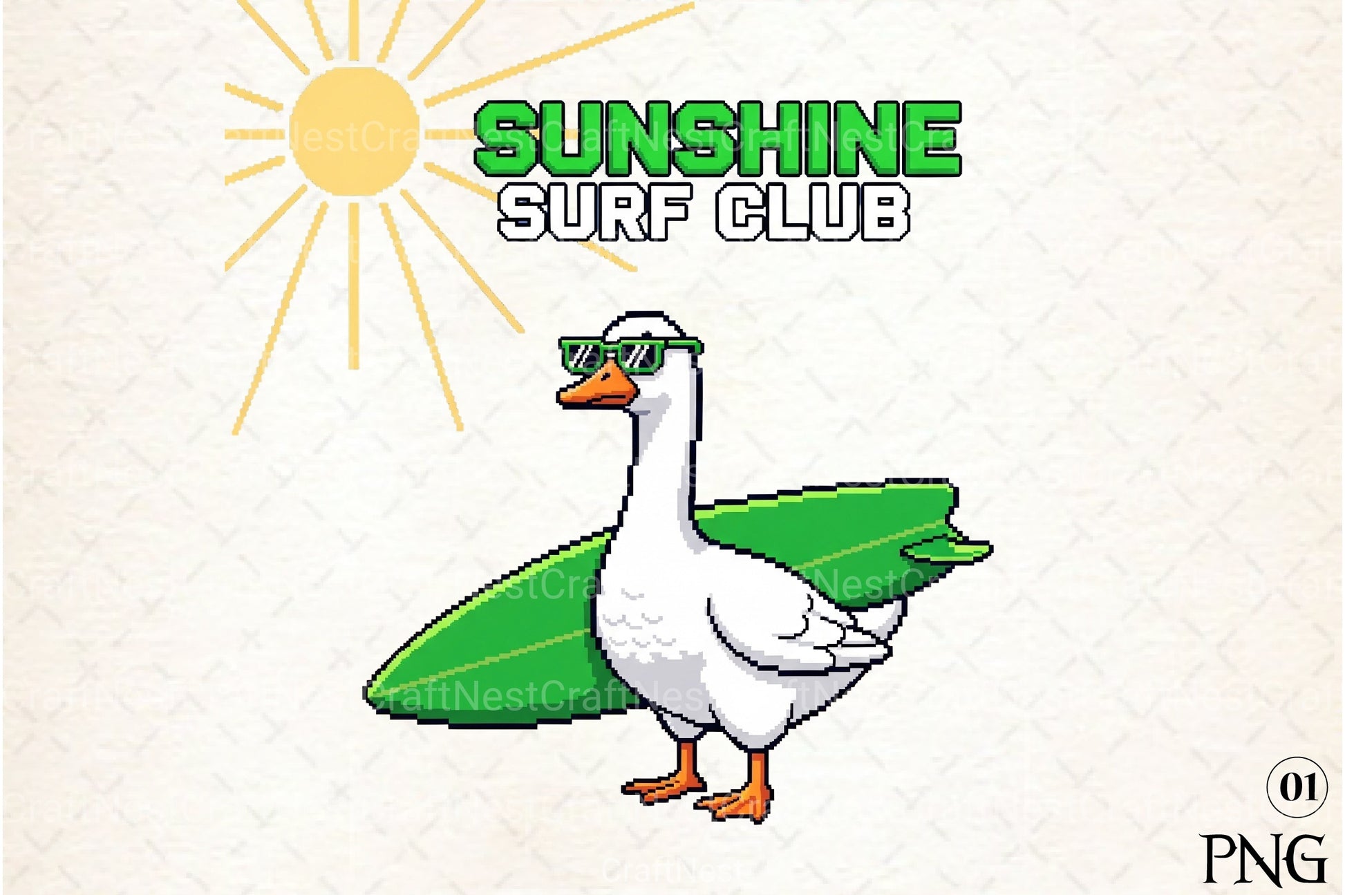 Blocky Style Funny Summer Goose Clipart Bundle 8 - CraftNest - Digital Crafting and Art