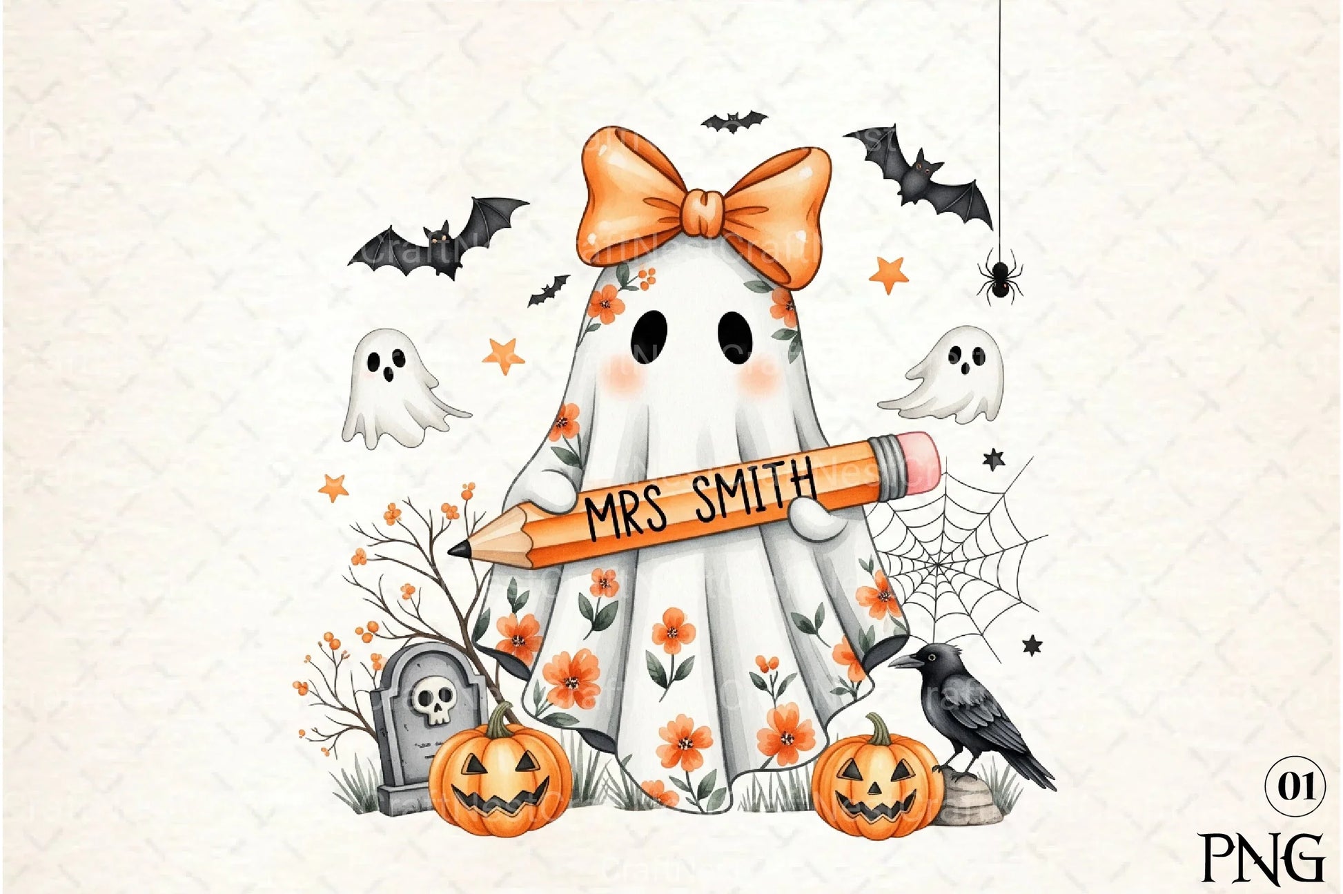 Floral Teacher Halloween Clipart Bundle - CraftNest - Digital Crafting and Art