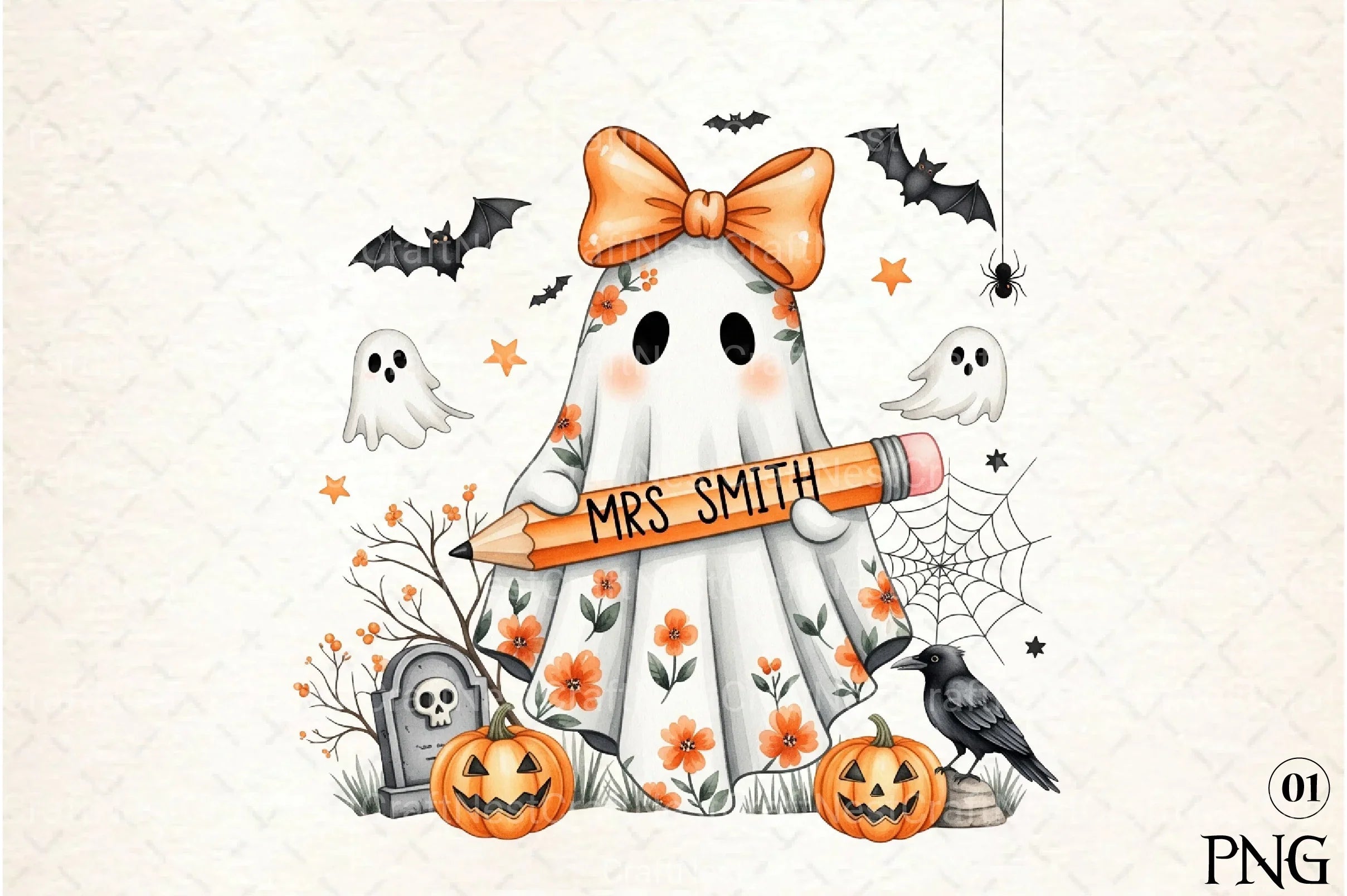 Floral Teacher Halloween Clipart Bundle - CraftNest - Digital Crafting and Art