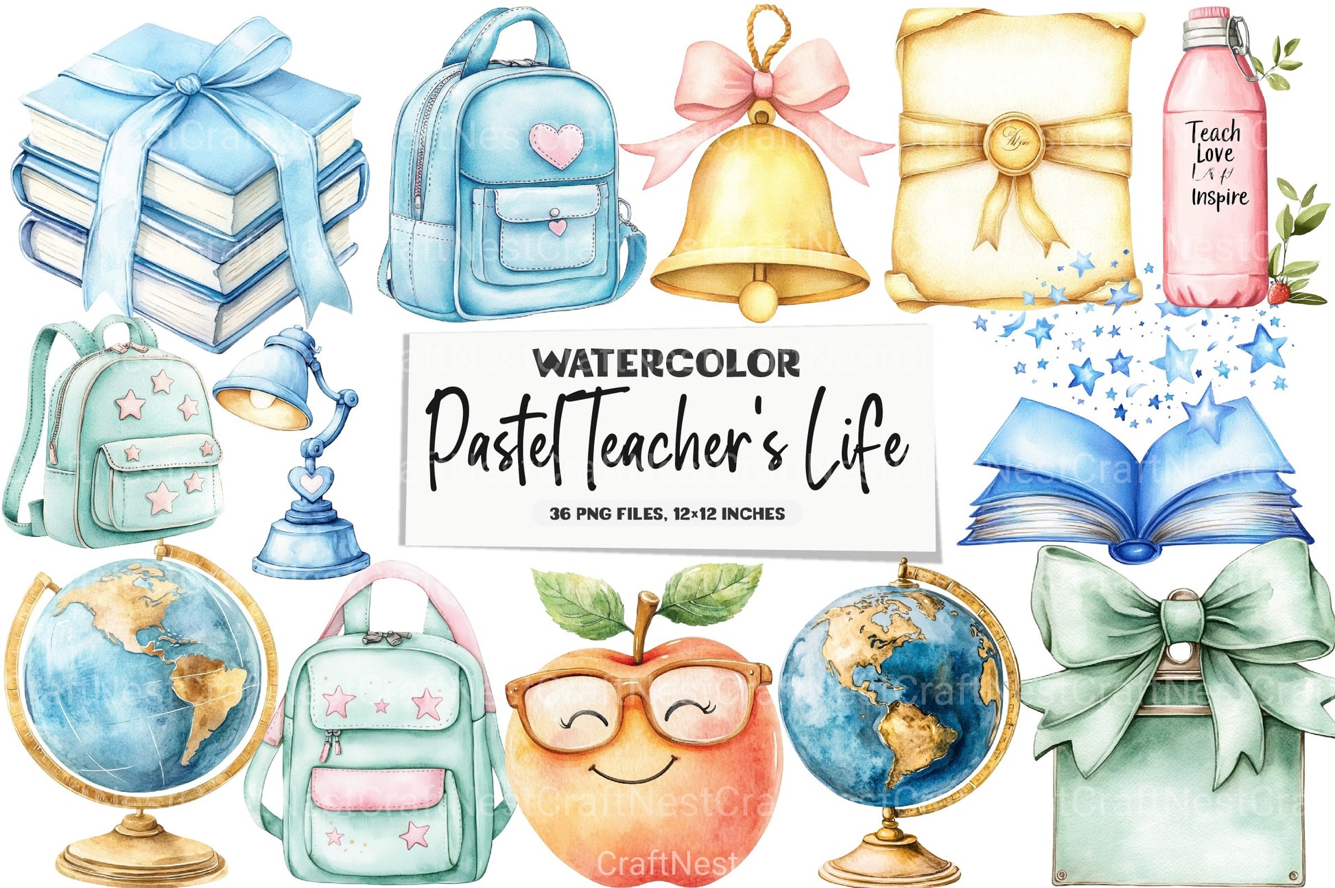 Pastel Teacher's Life Clipart Bundle - CraftNest - Digital Crafting and Art