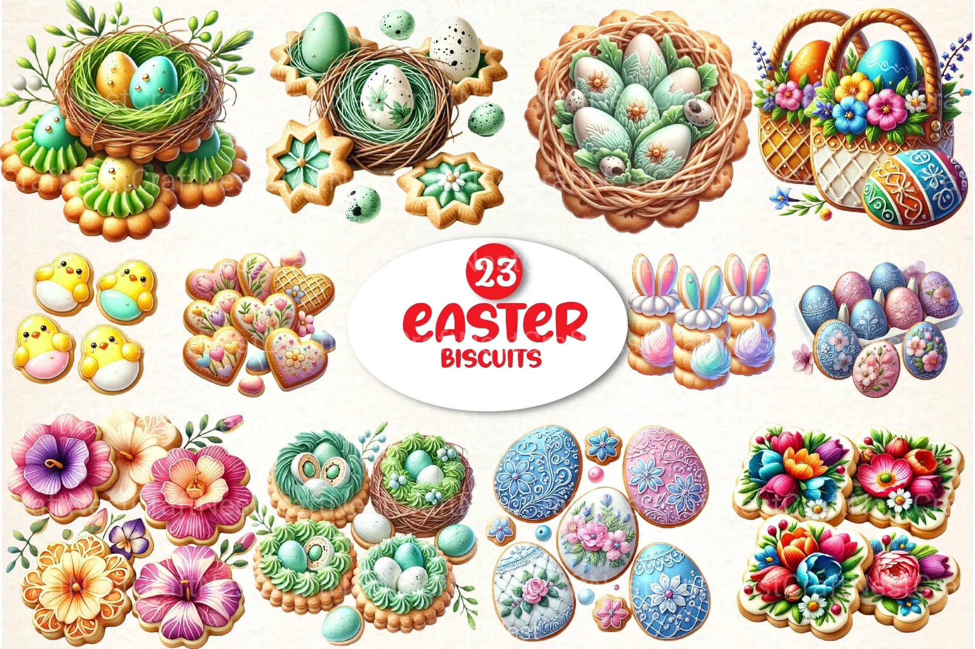 Easter Biscuits Clipart Bundle 4 - CraftNest - Digital Crafting and Art