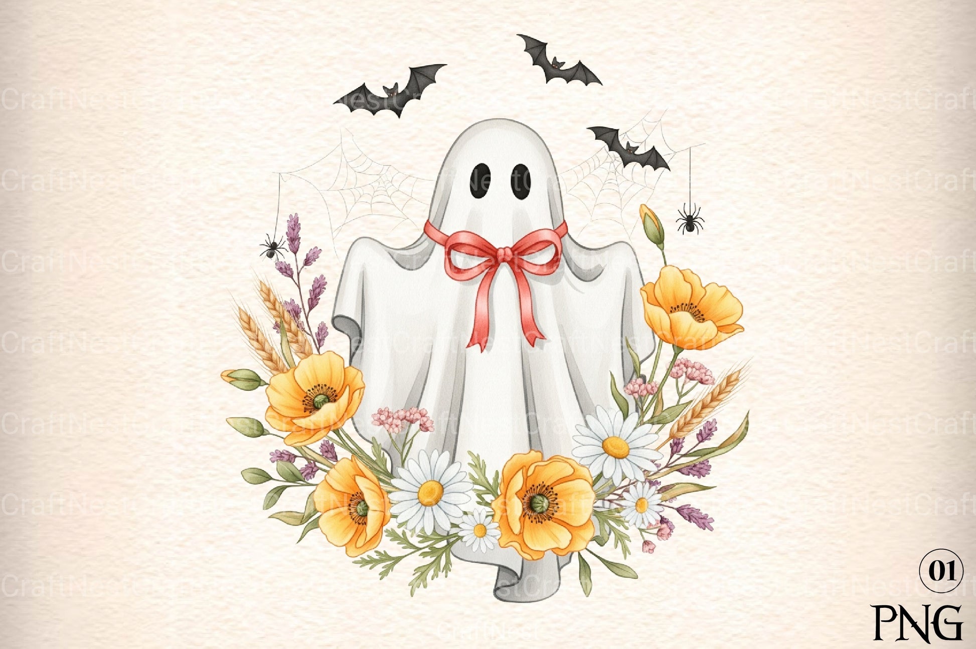 Cute Floral Halloween Lace Ghost Clipart Bundle 2 - CraftNest - Digital Crafting and Art