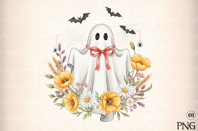Cute Floral Halloween Lace Ghost Clipart Bundle 2 - CraftNest - Digital Crafting and Art