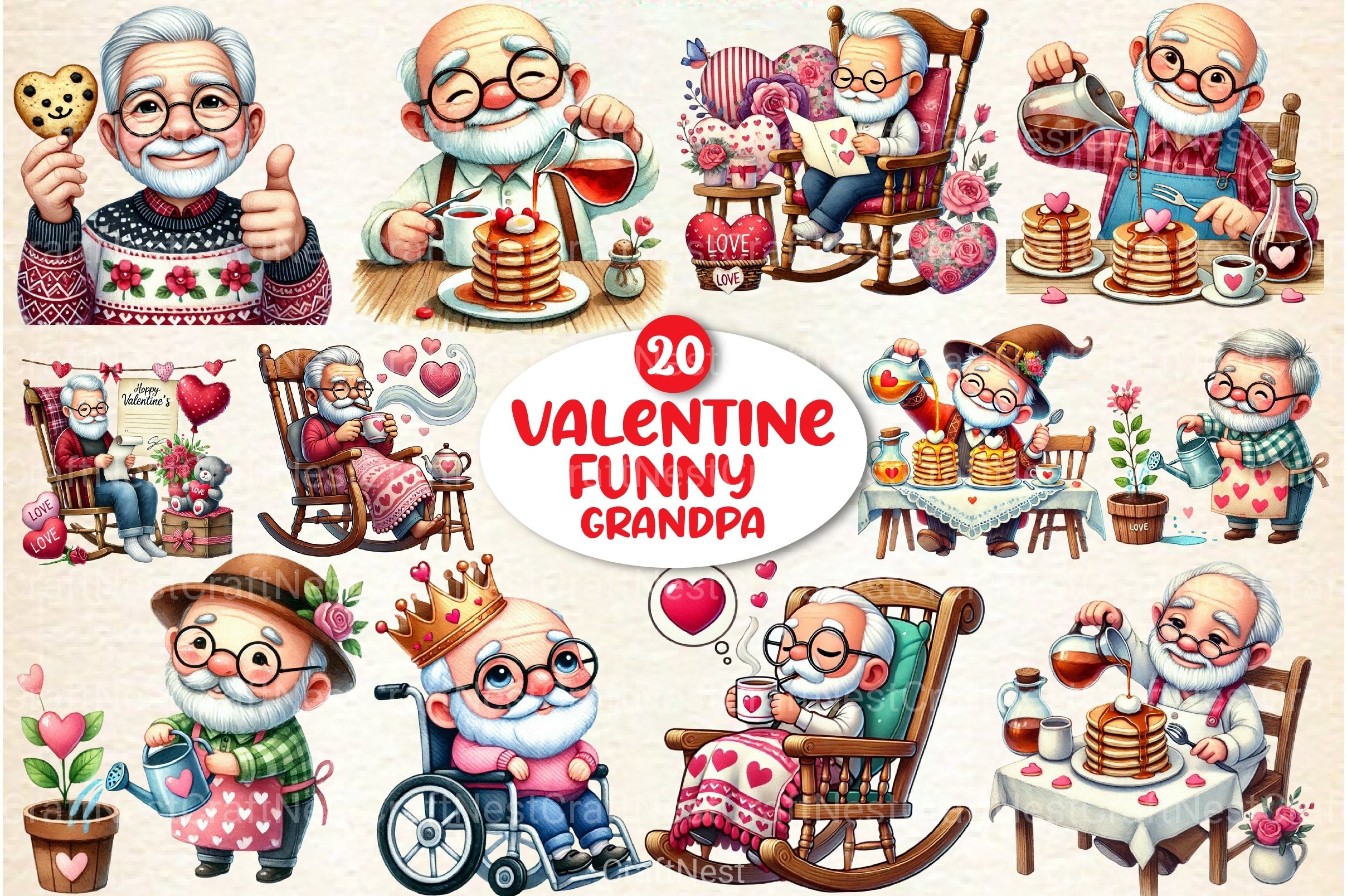 Funny Valentine's Grandpa Clipart Bundle 2 - CraftNest - Digital Crafting and Art