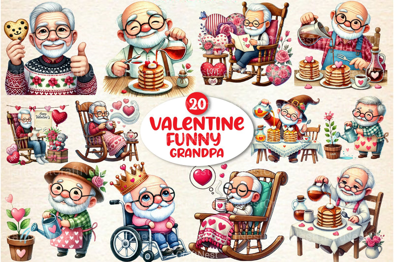 Funny Valentine's Grandpa Clipart Bundle 2 - CraftNest - Digital Crafting and Art