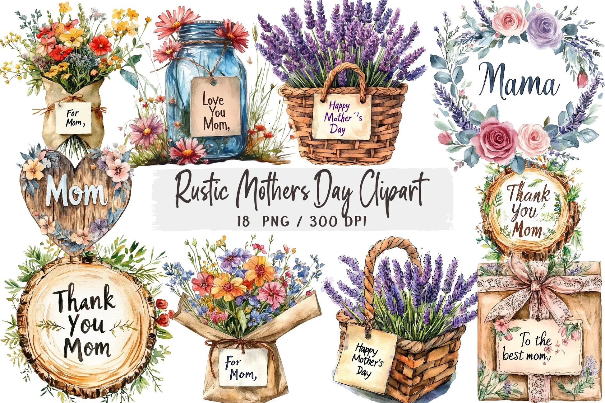 Rustic Mother's Day Clipart Bundle - CraftNest - Digital Crafting and Art