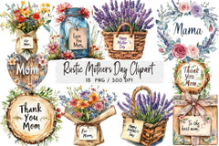 Rustic Mother's Day Clipart Bundle - CraftNest - Digital Crafting and Art