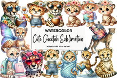 Cute Cheetah Clipart Bundle - CraftNest - Digital Crafting and Art