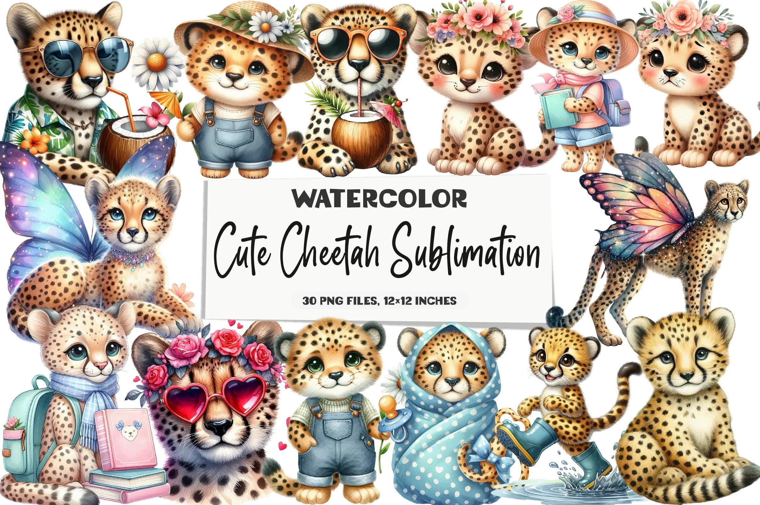 Cute Cheetah Clipart Bundle - CraftNest - Digital Crafting and Art
