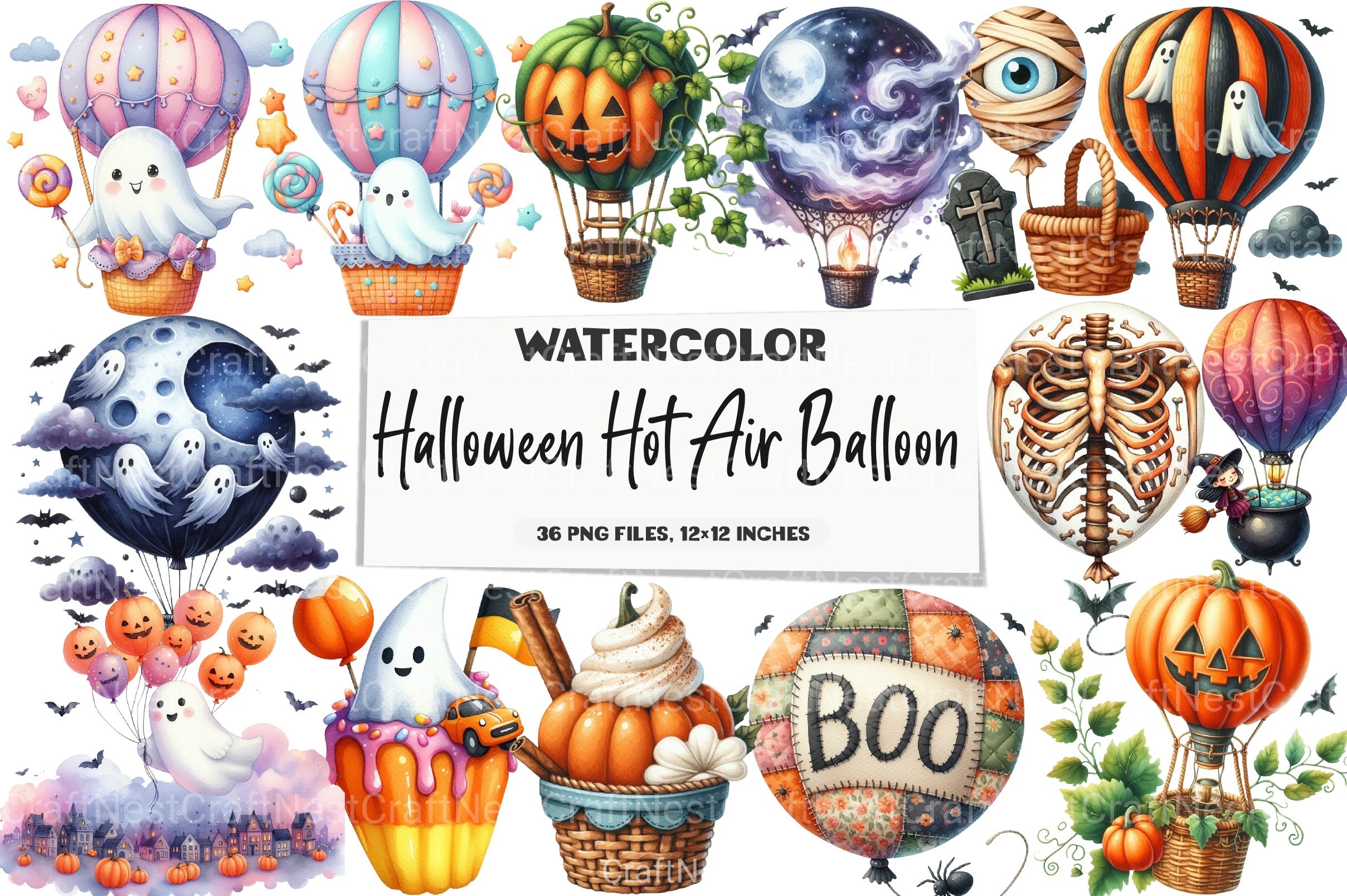 Green & White Halloween Clipart Bundle 2 - CraftNest - Digital Crafting and Art