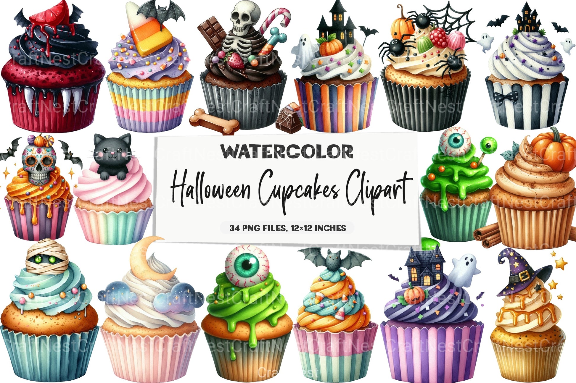Halloween Cupcakes Clipart Bundle - CraftNest - Digital Crafting and Art