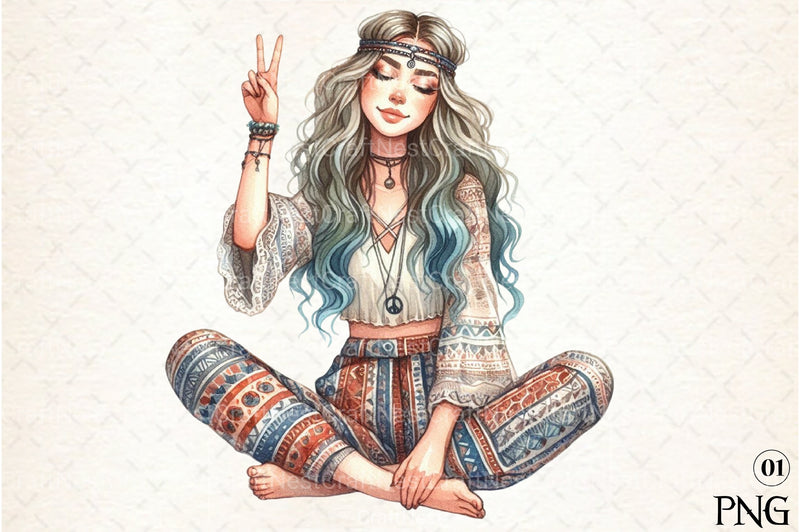 Tribal Boho Girl Clipart Bundle 7 - CraftNest - Digital Crafting and Art