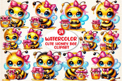 Cute Honey Bee Clipart Bundle - CraftNest - Digital Crafting and Art