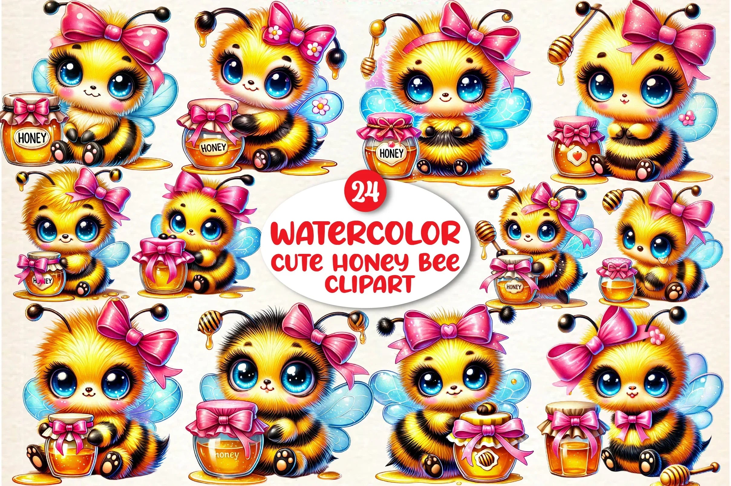 Cute Honey Bee Clipart Bundle - CraftNest - Digital Crafting and Art