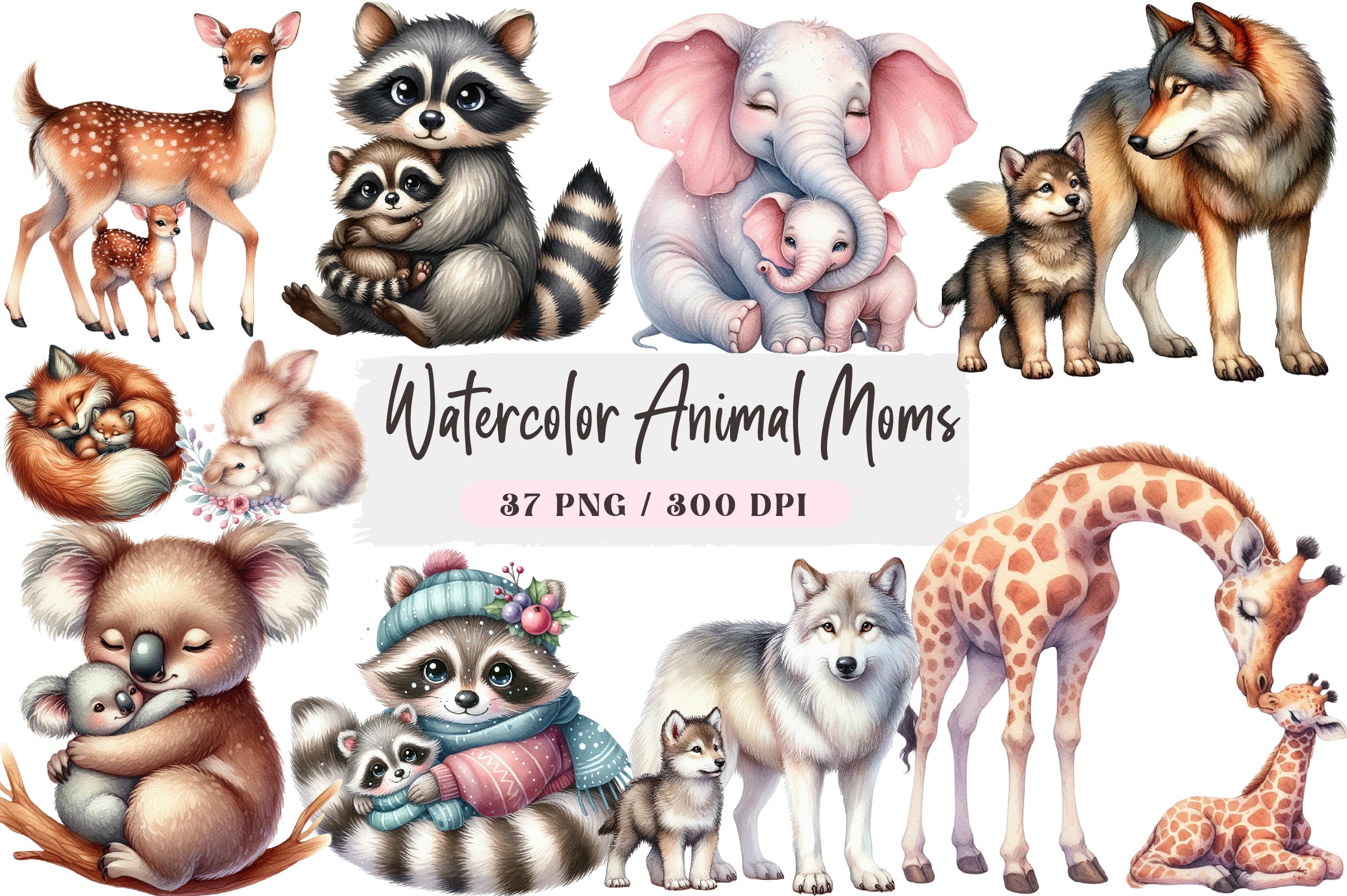 Animal Moms Clipart Bundle