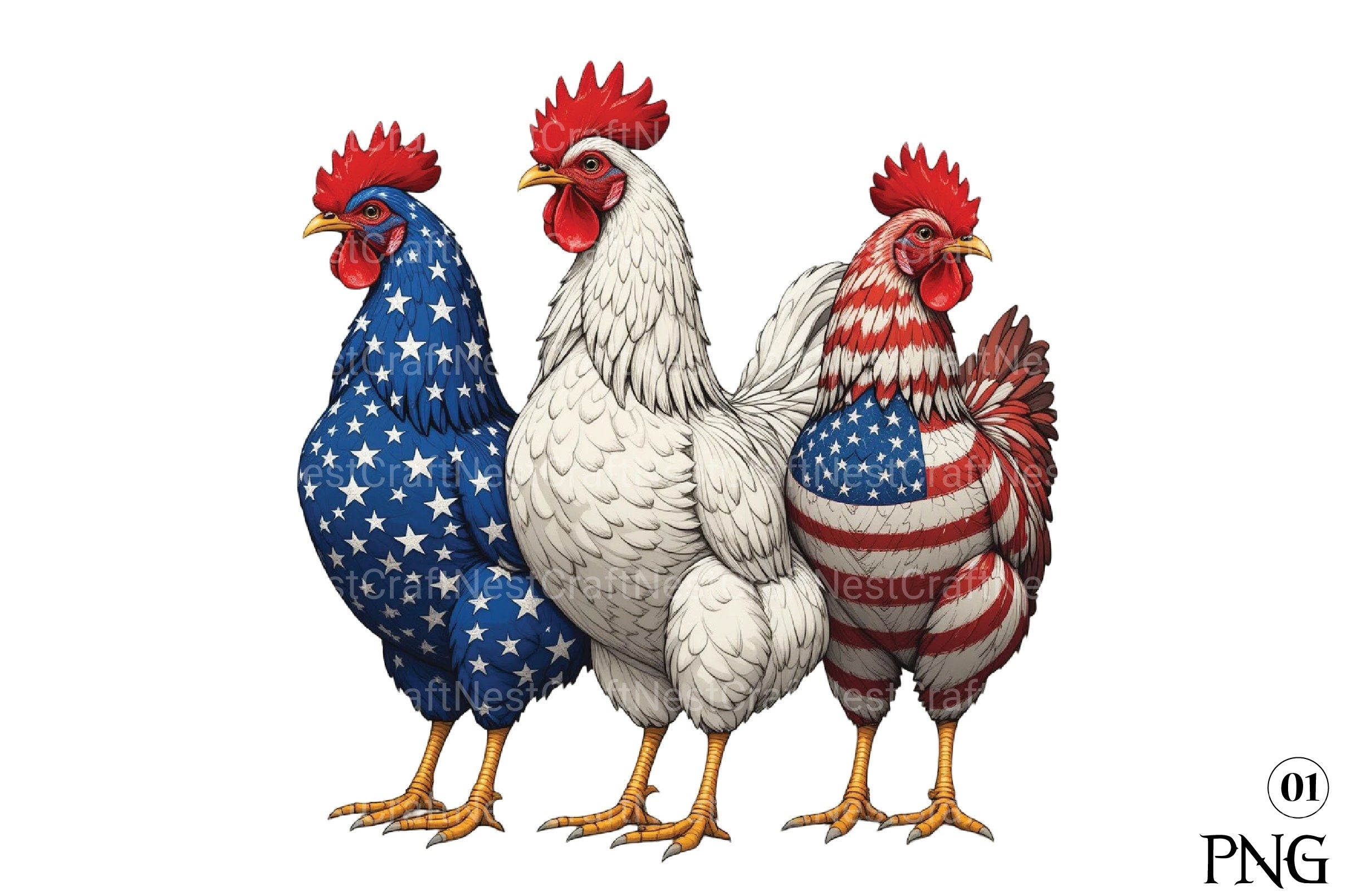 Patriotic USA Chicken 4th of July Clipart Bundle - CraftNest - Digital Crafting and Art