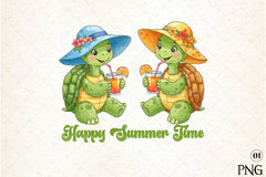 Happy Summer Time Turtles Clipart Bundle - CraftNest - Digital Crafting and Art