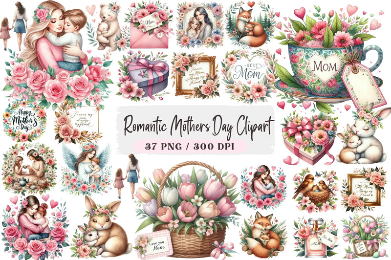 Romantic Mother's Day Clipart Bundle - CraftNest - Digital Crafting and Art