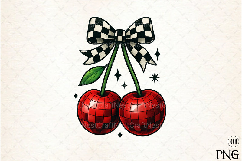 Trendy Checkered Bow & Cherry Clipart Bundle - CraftNest - Digital Crafting and Art