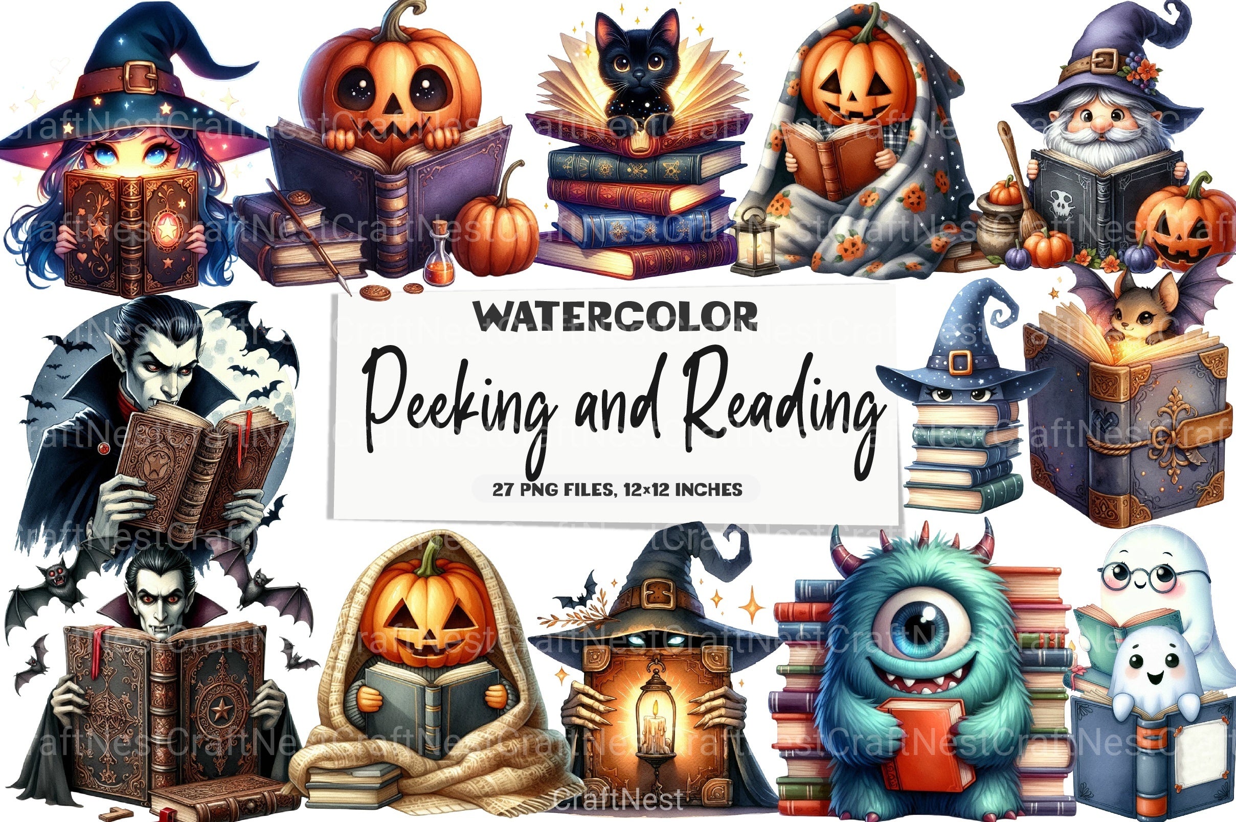 Green & White Halloween Clipart Bundle 2 - CraftNest - Digital Crafting and Art