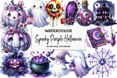 Spooky Purple Halloween Clipart Bundle - CraftNest - Digital Crafting and Art