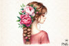 Girl with Peonies Flower Clipart Bundle