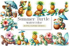 Summer Turtle Clipart Bundle - CraftNest - Digital Crafting and Art