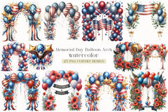 Memorial Day Balloon Arch Clipart Bundle - CraftNest - Digital Crafting and Art