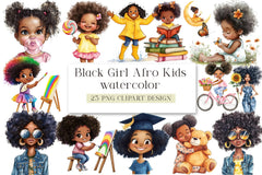 Black Girl Afro Kids Clipart Bundle - CraftNest - Digital Crafting and Art