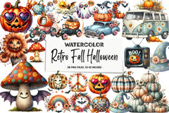 Retro Fall Halloween Clipart Bundle 890 - CraftNest - Digital Crafting and Art