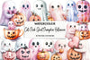 Cute Pink Ghost Pumpkin Halloween Clipart Bundle