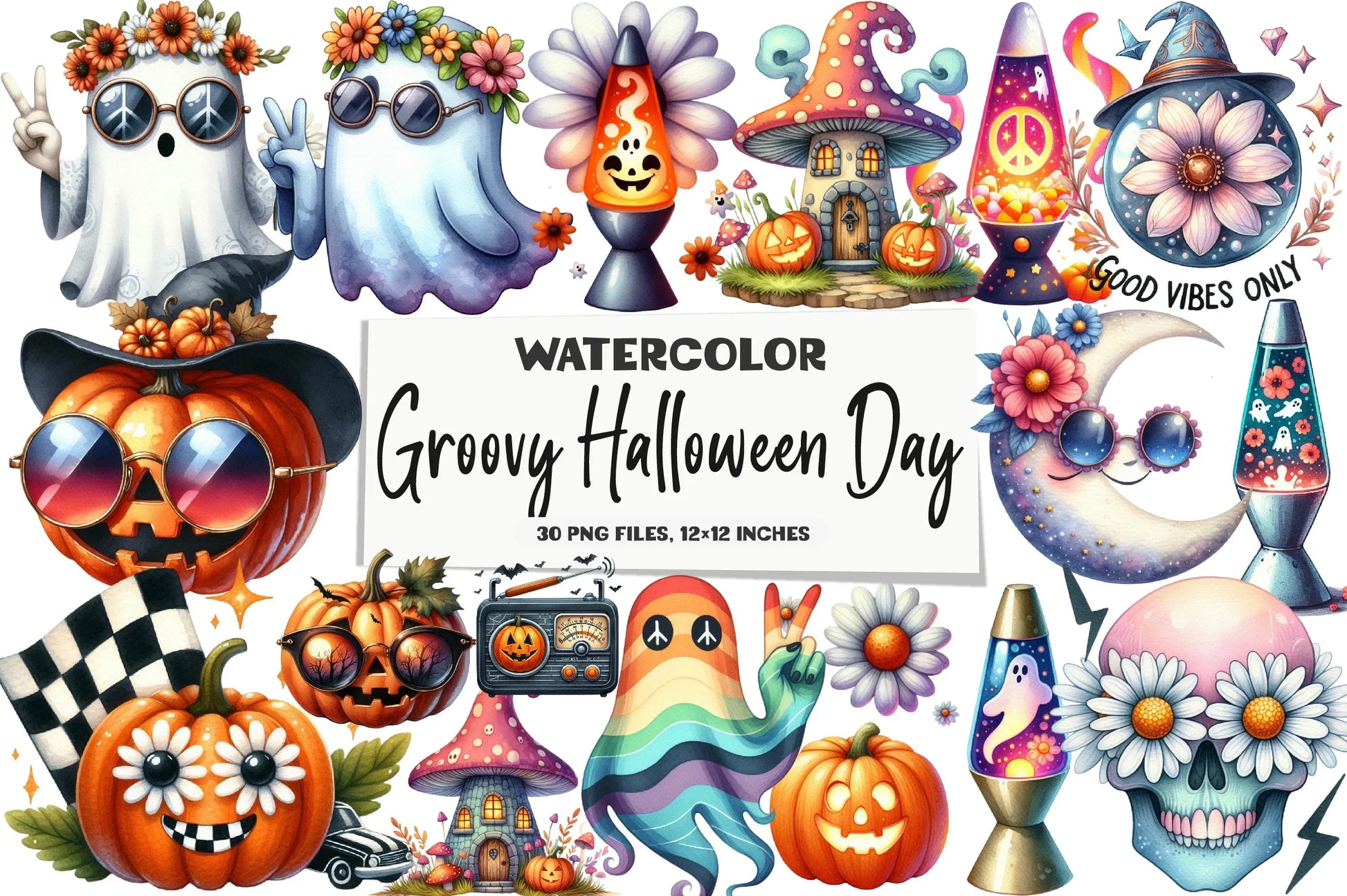 Groovy Halloween Clipart Bundle - CraftNest - Digital Crafting and Art